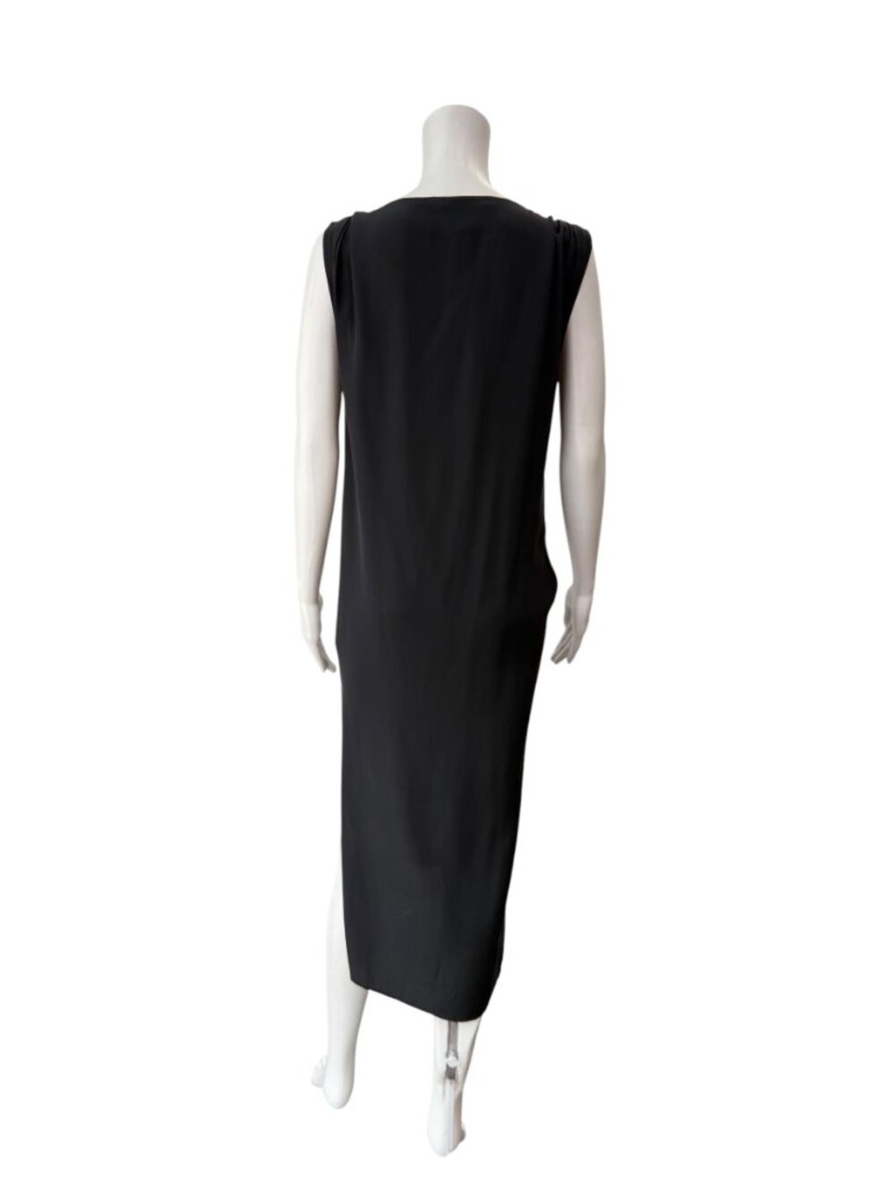 $325 AllSaints Black Ruched Gathered Mini Silk Riviera Ochre Dress size 4/FR 36 - Picture 7 of 10